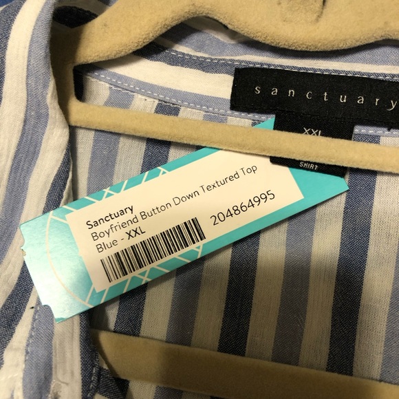 💕*NWT*SANCTUARY BOYFRIEND RELAXED BLUE STRIPED L/S BUTTON DOWN! 🎊 - Picture 13 of 15